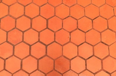 Hexagonal orange-red stamped pattern