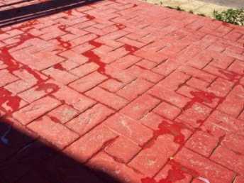 Printed stamped red brick concrete pattern